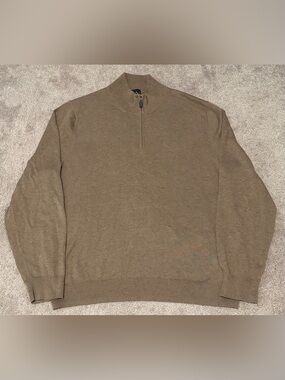 Jos A Bank Traveler Quarter Zip Brown Sweater Men’s 100% Pima Cotton Size XL